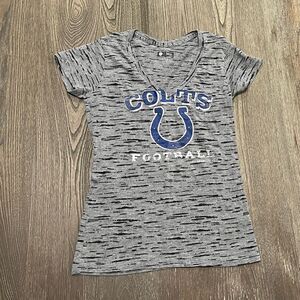 1st & Fashion NFL Team Apparel Shirt Colts Football V-Neck Short Sleeve Gray M